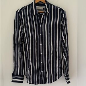 Everlane Navy and White Striped Casual Shirt Size 0